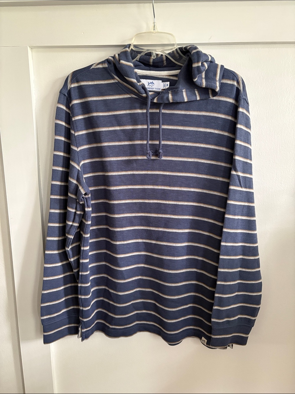 Southern Tide Navy and White Striped Hoodie Sweatshirt